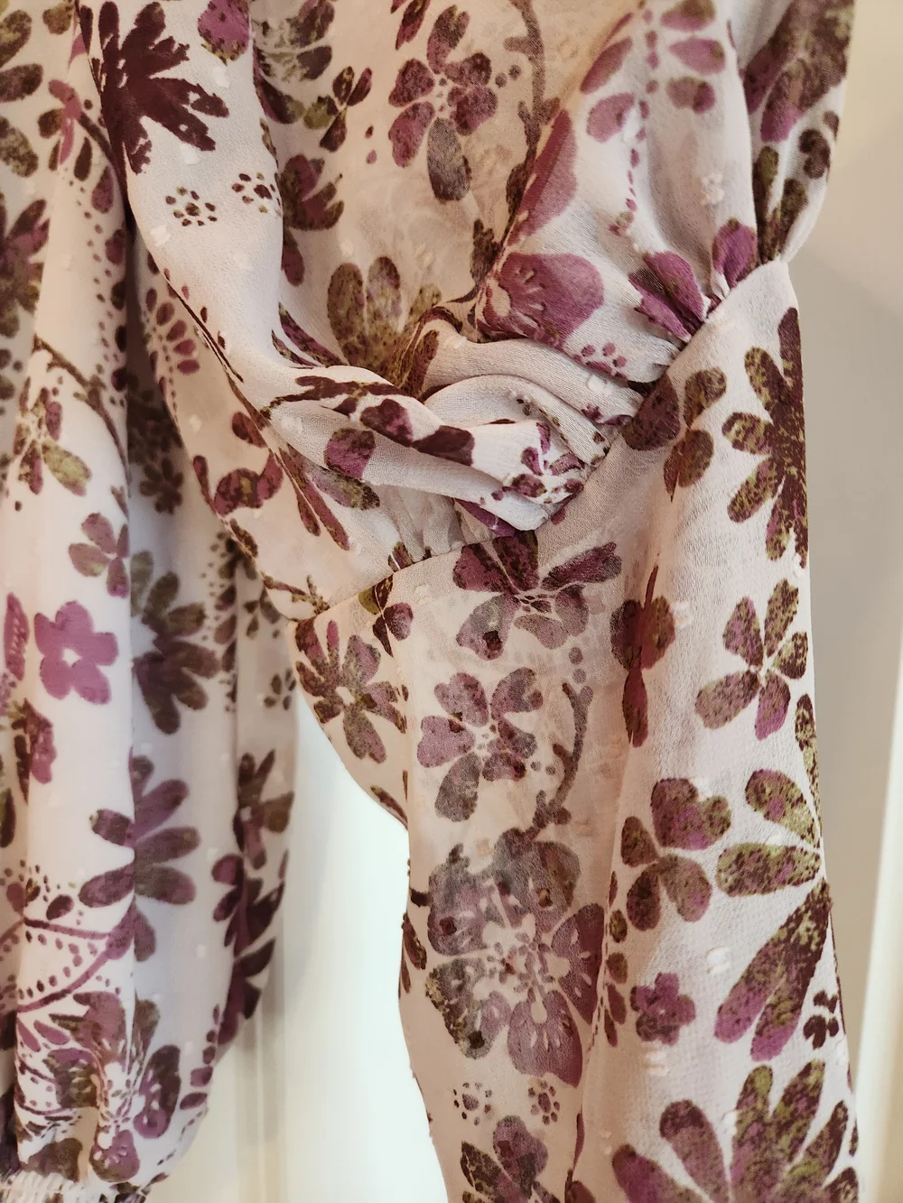 Free People Clarissa Floral Top Size XS Keyhole Tie Back Lavender/Brown Flowy